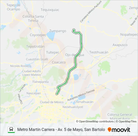 METRO MARTÍN CARRERA - AV. 5 DE MAYO, SAN BARTOLO Bus Line Map