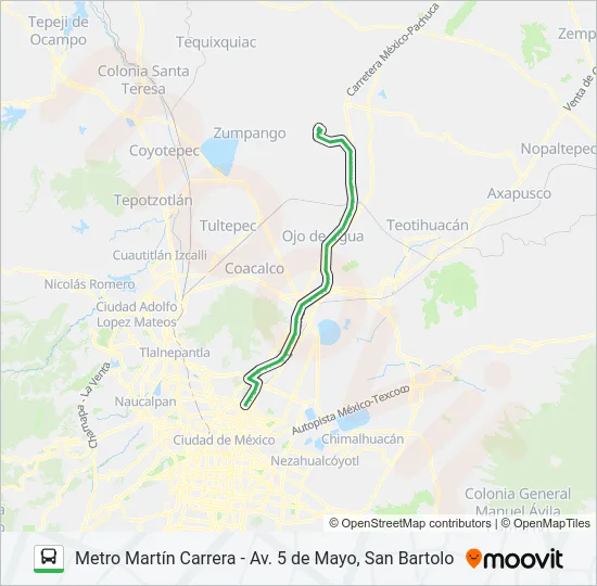 METRO MARTÍN CARRERA - AV. 5 DE MAYO, SAN BARTOLO Bus Line Map