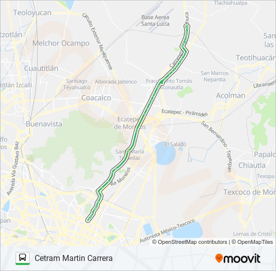 CETRAM MARTIN CARRERA - FRACCIONAMIENTO RANCHO LA LUZ bus Line Map