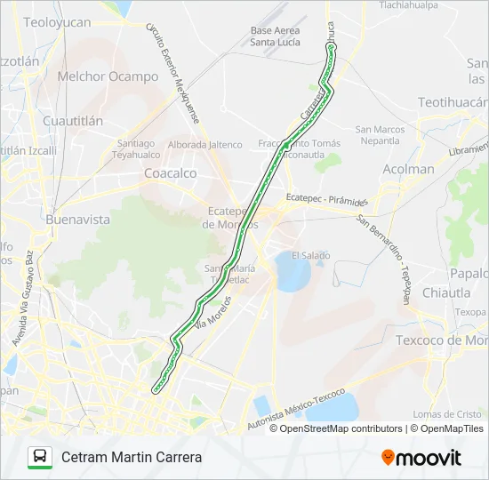 CETRAM MARTIN CARRERA - FRACCIONAMIENTO RANCHO LA LUZ Bus Line Map
