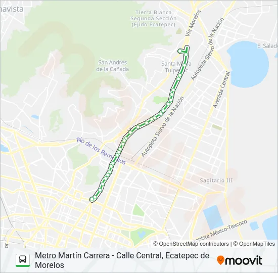 METRO MARTÍN CARRERA - CALLE CENTRAL, ECATEPEC DE MORELOS Bus Line Map
