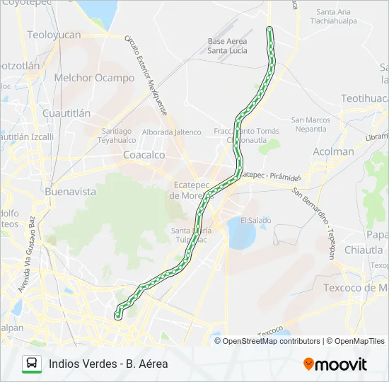 INDIOS VERDES - B. AÉREA Bus Line Map
