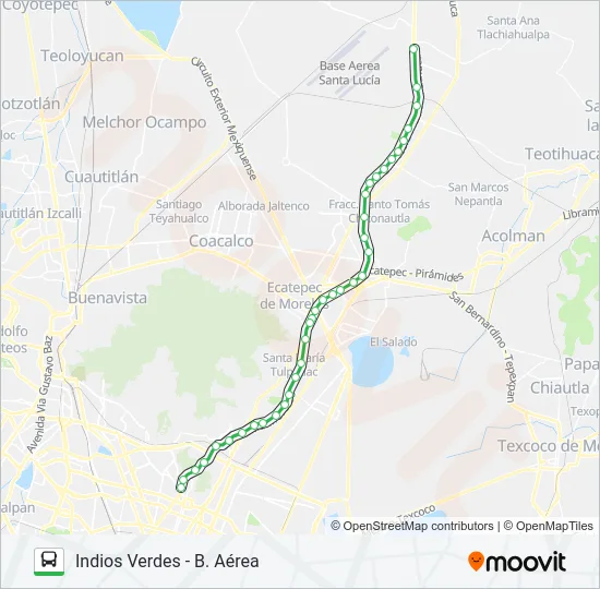 INDIOS VERDES - B. AÉREA Bus Line Map