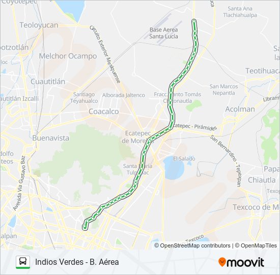 INDIOS VERDES - B. AÉREA bus Line Map