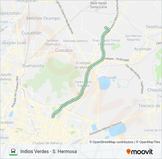 INDIOS VERDES - S. HERMOSA Bus Line Map