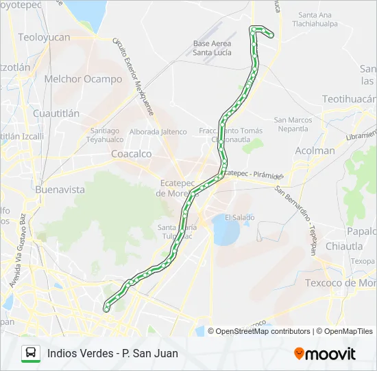 INDIOS VERDES - P. SAN JUAN Bus Line Map