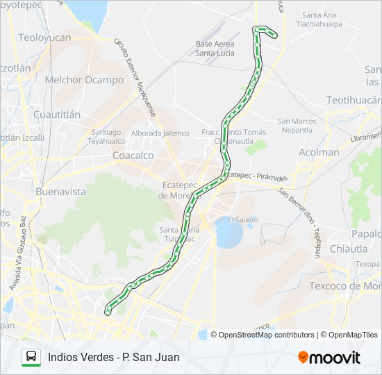 INDIOS VERDES - P. SAN JUAN bus Line Map