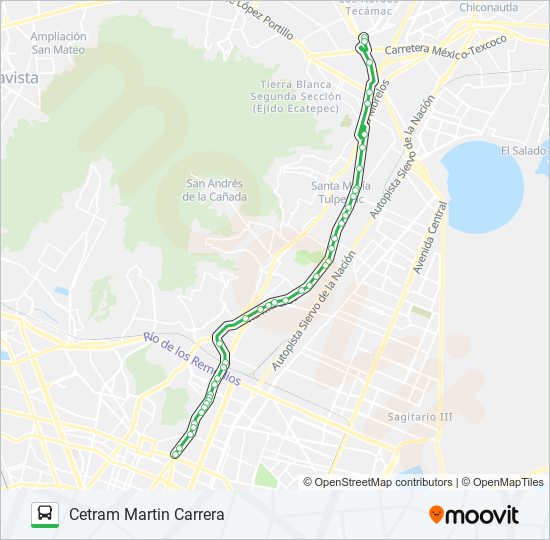 Mapa de CETRAM MARTIN CARRERA - MACROPLAZA de autobús