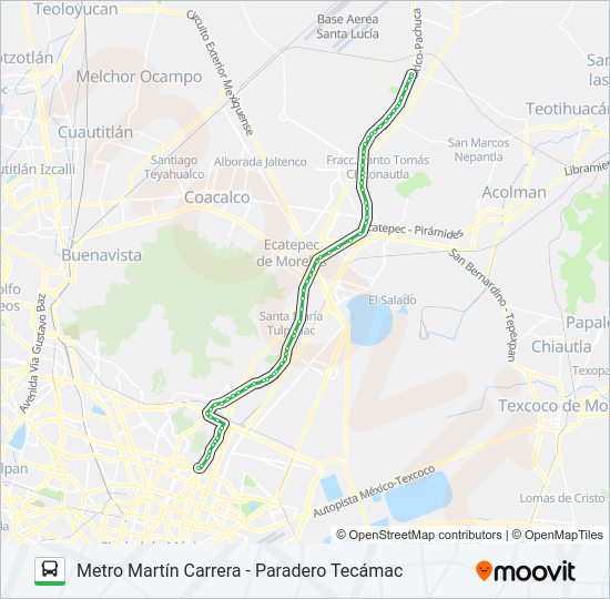 METRO MARTÍN CARRERA - PARADERO TECÁMAC Bus Line Map