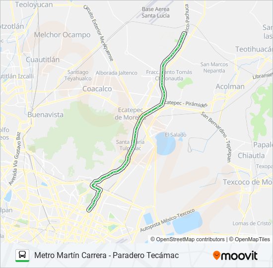 Mapa de METRO MARTÍN CARRERA - PARADERO TECÁMAC de autobús