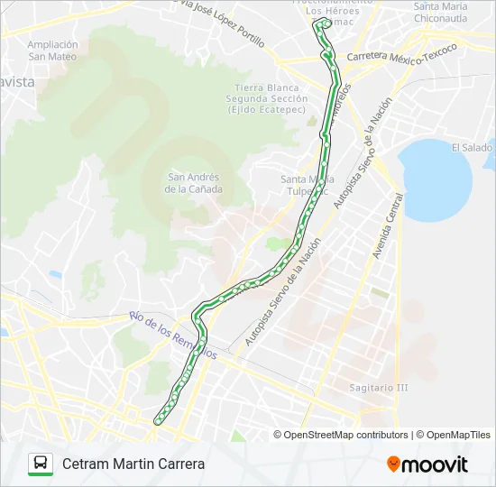 CETRAM MARTIN CARRERA - LOS HÉROES TECÁMAC Bus Line Map