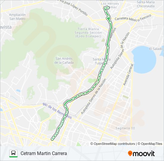 CETRAM MARTIN CARRERA - LOS HÉROES TECÁMAC bus Line Map