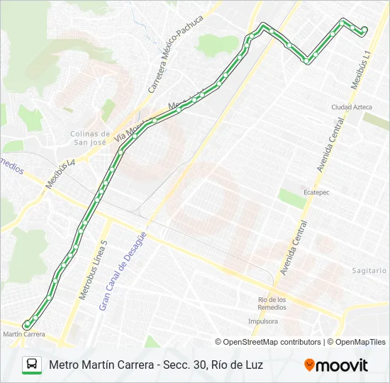 METRO MARTÍN CARRERA - SECC. 30, RÍO DE LUZ Bus Line Map