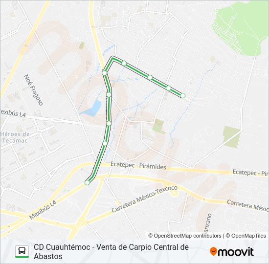 Mapa de CD CUAUHTÉMOC - VENTA DE CARPIO CENTRAL DE ABASTOS de autobús