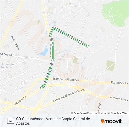 CD CUAUHTÉMOC - VENTA DE CARPIO CENTRAL DE ABASTOS bus Line Map