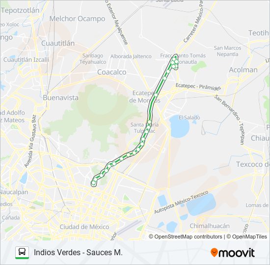 INDIOS VERDES - SAUCES M. bus Line Map