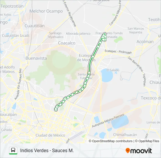 INDIOS VERDES - SAUCES M. Bus Line Map