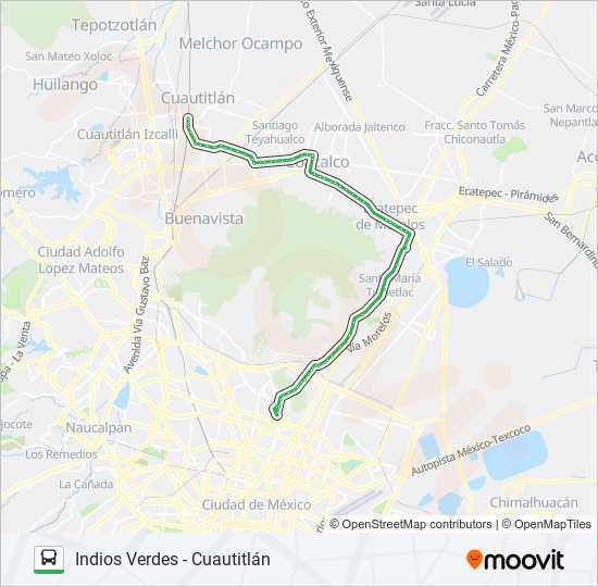 INDIOS VERDES - CUAUTITLÁN bus Line Map