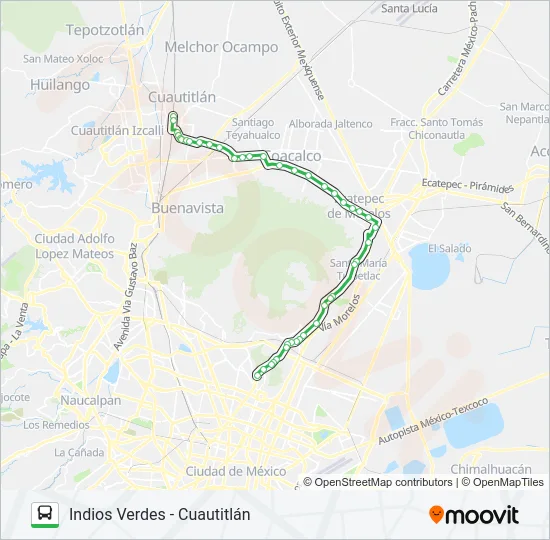 INDIOS VERDES - CUAUTITLÁN Bus Line Map