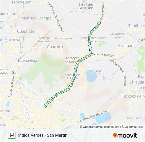 INDIOS VERDES - SAN MARTÍN Bus Line Map