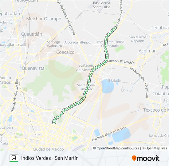 Mapa de INDIOS VERDES - SAN MARTÍN de autobús