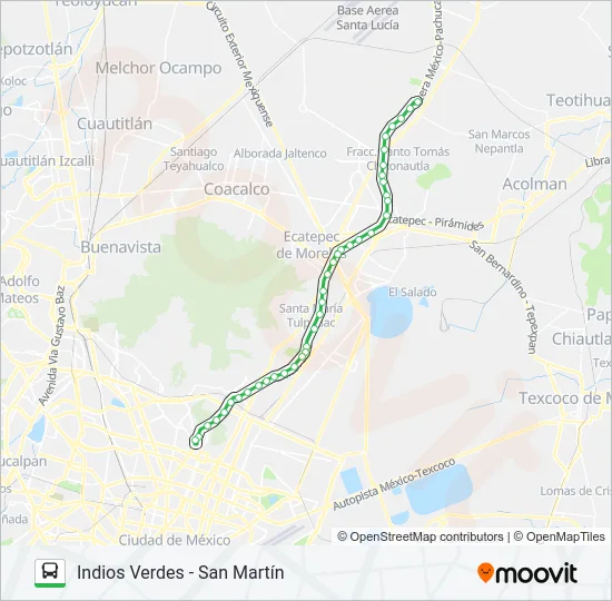 INDIOS VERDES - SAN MARTÍN Bus Line Map