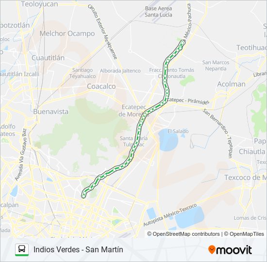 INDIOS VERDES - SAN MARTÍN bus Line Map