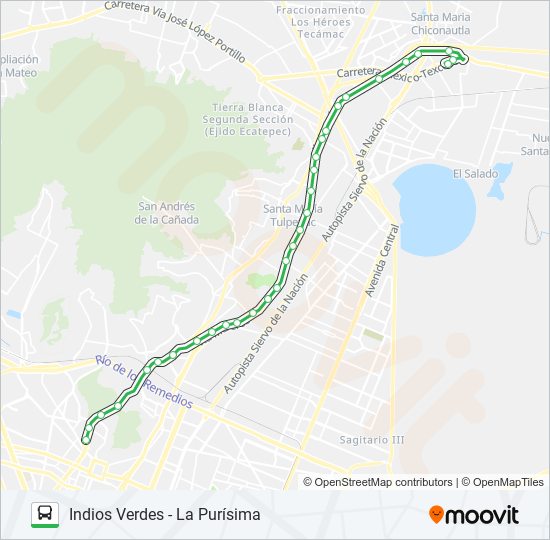 INDIOS VERDES - LA PURÍSIMA bus Line Map