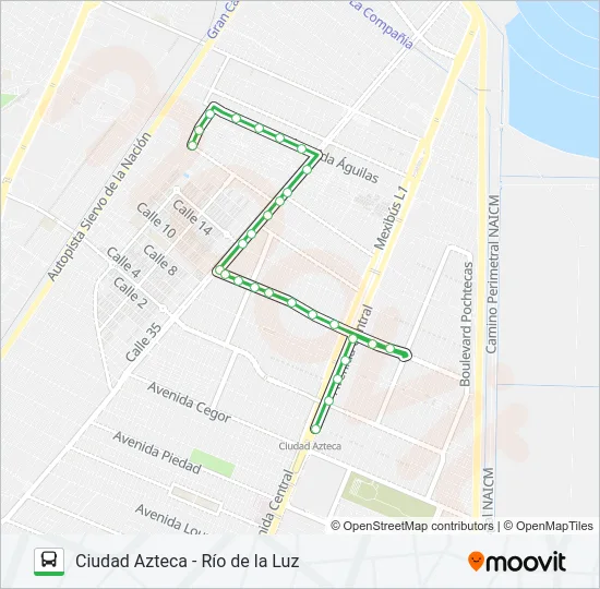 CIUDAD AZTECA - RÍO DE LA LUZ Bus Line Map