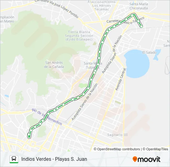 INDIOS VERDES - PLAYAS S. JUAN Bus Line Map