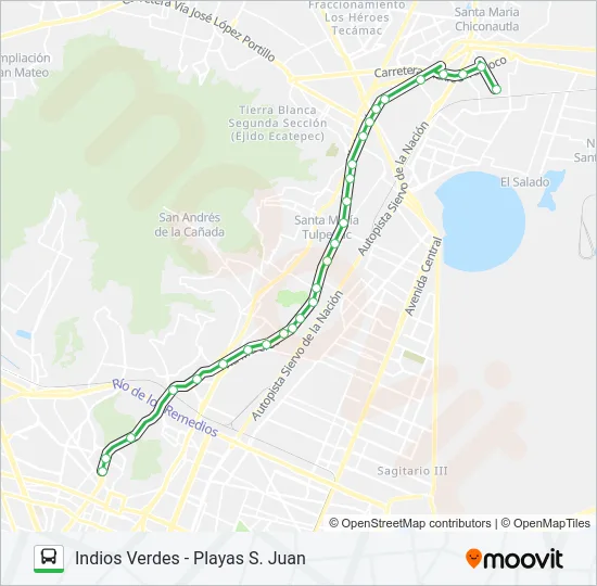 INDIOS VERDES - PLAYAS S. JUAN Bus Line Map