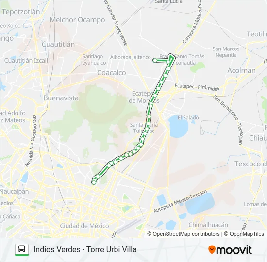 INDIOS VERDES - TORRE URBI VILLA Bus Line Map