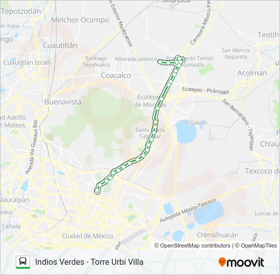 INDIOS VERDES - TORRE URBI VILLA Bus Line Map