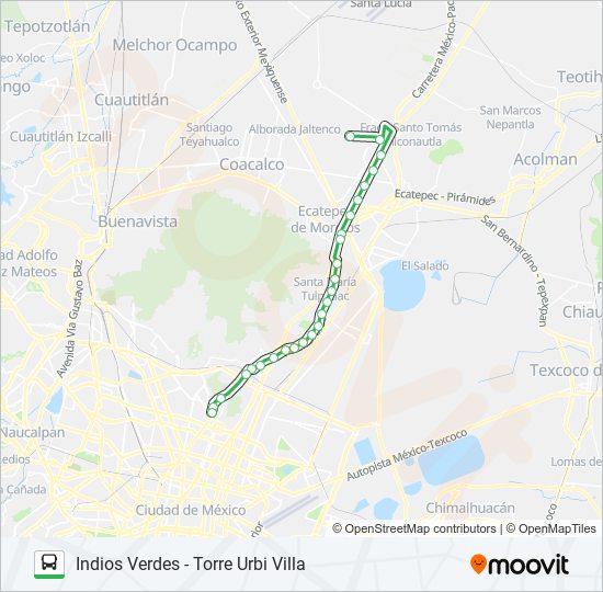 INDIOS VERDES - TORRE URBI VILLA bus Line Map