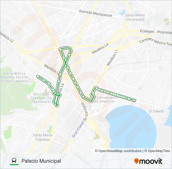 LAS AMÉRICAS - PALACIO MUNICIPAL Bus Line Map