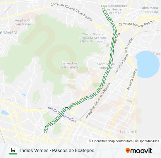 INDIOS VERDES - PASEOS DE ECATEPEC Bus Line Map