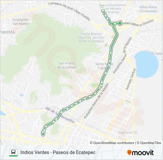 INDIOS VERDES - PASEOS DE ECATEPEC Bus Line Map