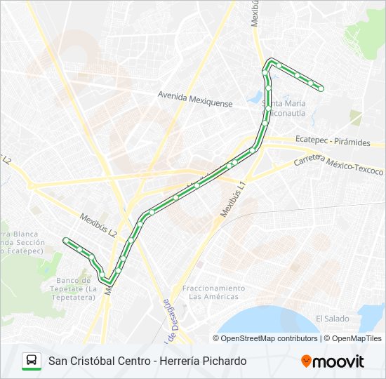 Mapa de SAN CRISTÓBAL CENTRO - HERRERÍA PICHARDO de autobús