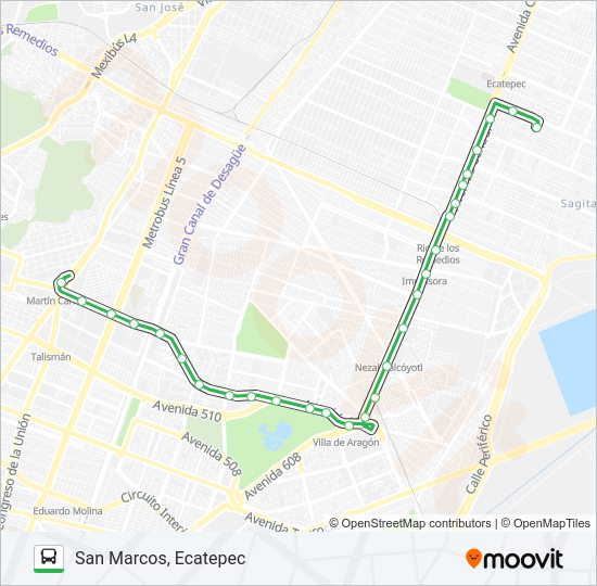 Mapa de METRO MARTÍN CARRERA - SAN MARCOS, ECATEPEC de autobús