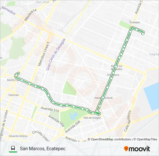 METRO MARTÍN CARRERA - SAN MARCOS, ECATEPEC Bus Line Map