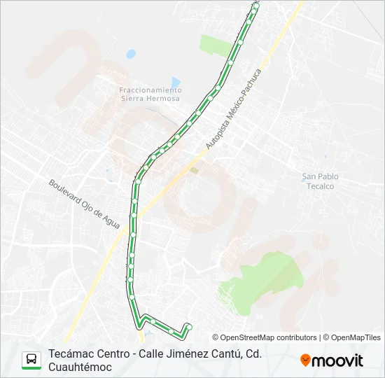 TECÁMAC CENTRO - CALLE JIMÉNEZ CANTÚ, CD. CUAUHTÉMOC Bus Line Map