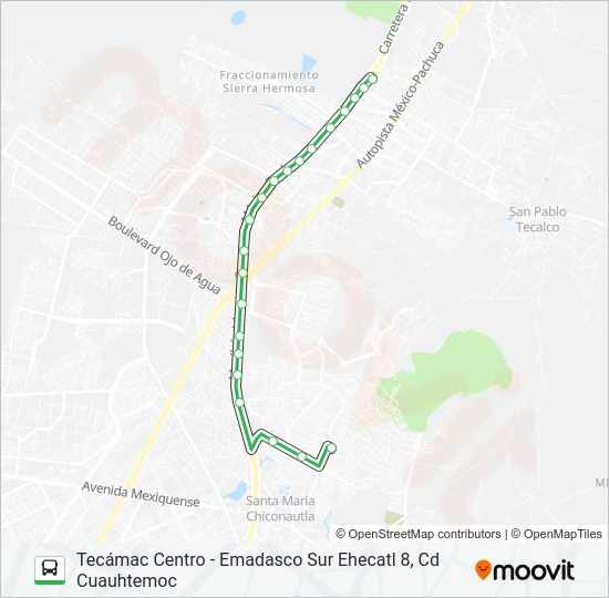 TECÁMAC CENTRO - EMADASCO SUR EHECATL 8, CD CUAUHTEMOC Bus Line Map