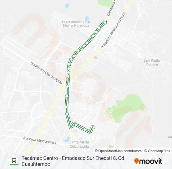 TECÁMAC CENTRO - EMADASCO SUR EHECATL 8, CD CUAUHTEMOC Bus Line Map