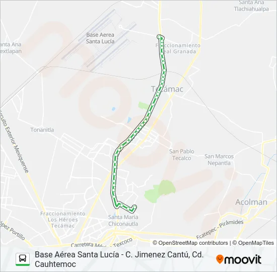 BASE AÉREA SANTA LUCÍA - C. JIMENEZ CANTÚ, CD. CAUHTEMOC Bus Line Map