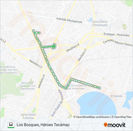 Mapa de FRACCIONAMIENTO LAS AMÉRICA - LOS BOSQUES, HÉROES TECÁMAC de autobús