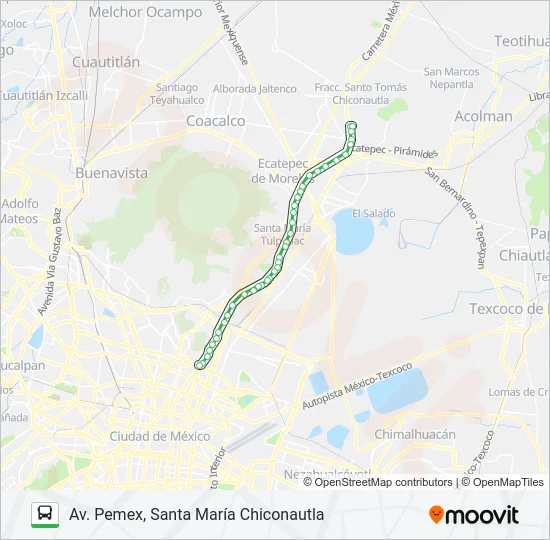 METRO MARTÍN CARRERA - AV. PEMEX, SANTA MARÍA CHICONAUTLA Bus Line Map