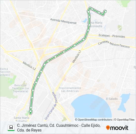 C. JIMÉNEZ CANTÚ, CD. CUAUHTÉMOC - CALLE EJIDO, CDA. DE REYES bus Line Map