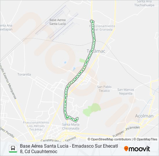 BASE AÉREA SANTA LUCÍA - EMADASCO SUR EHECATL 8, CD CUAUHTEMOC bus Line Map