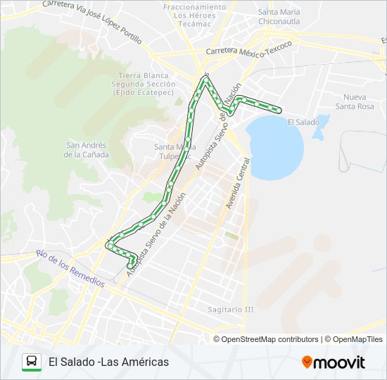 Mapa de EL SALADO -LAS AMÉRICAS de autobús