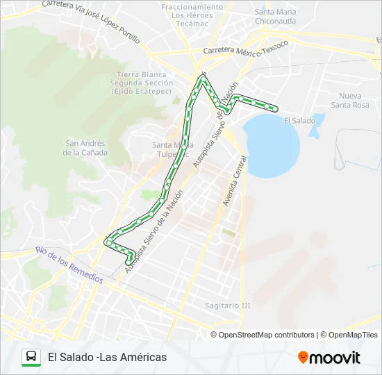 EL SALADO -LAS AMÉRICAS Bus Line Map